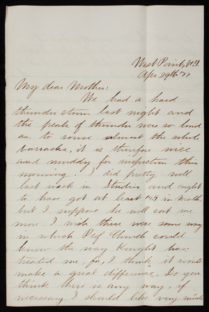Thomas Lincoln Casey, Jr. to Emma Weir Casey, April 29, 1877