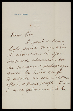 Arthur Goldsborough to Thomas Lincoln Casey, August 10, 1885