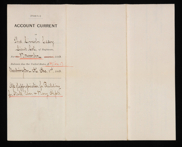 Accounts Current of Thos. Lincoln Casey - November 1883, December 1, 1883
