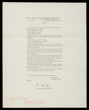 Copy of ind…. [indorsement?] on Capt Mahan's Letter, August 15, 1887