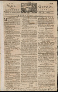 The Boston-Gazette, and Country Journal, 21 August 1769