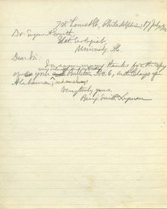 Letter from Benjamin Smith Lyman to Eugene A. Smith