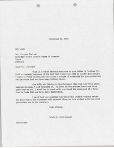 Letter from Mark H. McCormack to Sargent Shriver