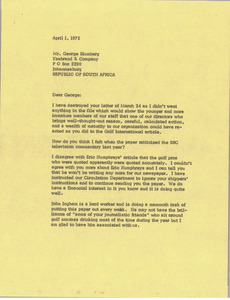 Letter from Mark H. McCormack to George Blumberg