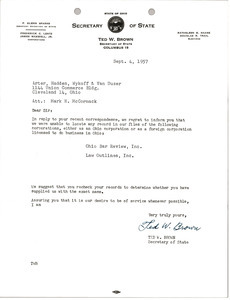 Letter from Ted W. Brown to Mark H. McCormack