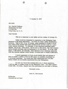 Letter from Mark H. McCormack to Harold Whillans