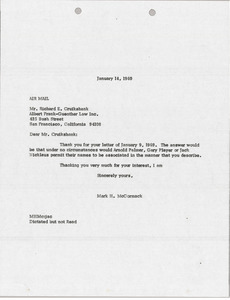 Letter from Mark H. McCormack to Richard E. Cruikshank