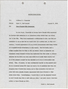 Memorandum from Mark H. McCormack to William H. Carpenter