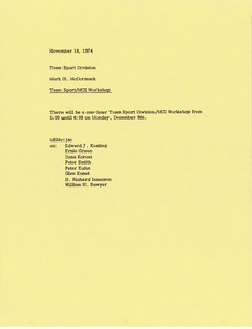 Memorandum from Mark H. McCormack to team sport division