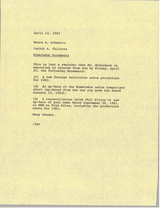 Memorandum from Judith A. Chilcote to Maura A. Schwartz