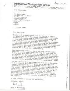 Letter from Mark H. McCormack to Keizo Saji