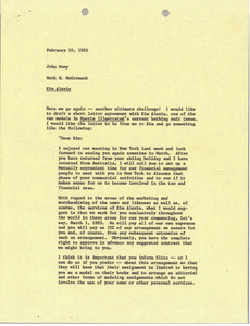 Memorandum from Mark H. McCormack to John Oney