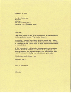 Letter from Mark H. McCormack to Lew Wasserman