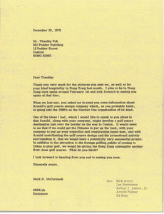 Letter from Mark H. McCormack to Timothy Fok
