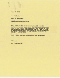 Memorandum from Mark H. McCormack to Jay Michaels