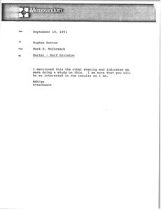 Memorandum from Mark H. McCormack to Hughes Norton