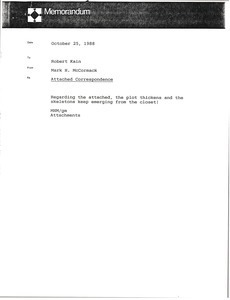 Memorandum from Mark H. McCormack to Robert Kain