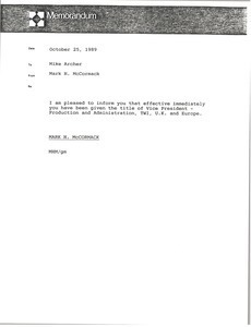 Memorandum from Mark H. McCormack to Mike Archer