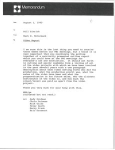 Memorandum from Mark H. McCormack to Bill Sinrich