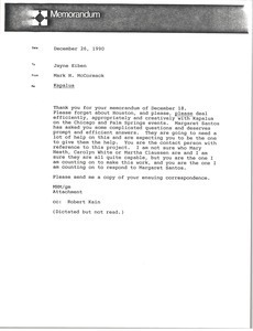 Memorandum from Mark H. McCormack to Jayne Eiben