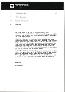 Memorandum from Mark H. McCormack to Chris Guinness