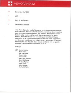 Memorandum from Mark H. McCormack to list