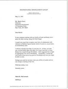 Letter from Mark H. McCormack to Martin Davis