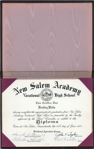 New Salem Academy diploma for Bradley Wells