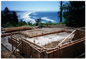 Trinidad house foundation and frame under construction
