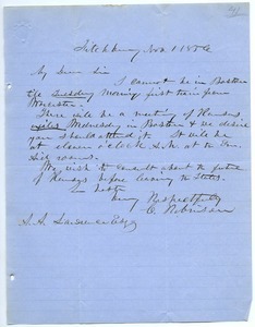 Letter from Charles Robinson to Amos Adams Lawrence