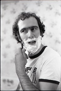 Richard Safft shaving, for an advertisement for Gillette razors