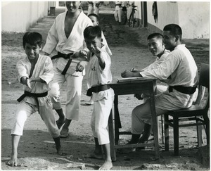 Boys practicing martial arts