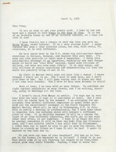 Letter from Judi Chamberlin to Wiep Koster-Kreger