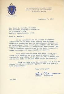 Letter from Elliot L. Richardson to Elmer C. Bartels