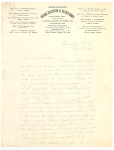 Letter from Addie W. Hunton to W. E. B. Du Bois