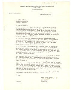 Letter from W. R. Banks to W. E. B. Du Bois