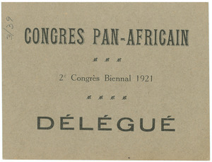 Congres Pan-Africain, Délégué