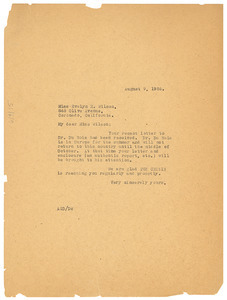Letter from Augustus Granville Dill to Evelyn R. Wilson