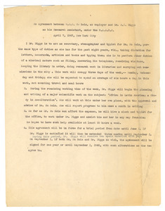 Agreement between W. E. B. Du Bois as employer and Dr. E. I. Diggs as his Research Assistant