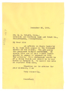Letter from Crisis to R. R. Wright, Sr.