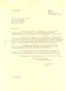 Letter from B. De Ligt to W. E. B. Du Bois