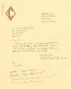 Letter from Allan Rohan Crite to W. E. B. Du Bois