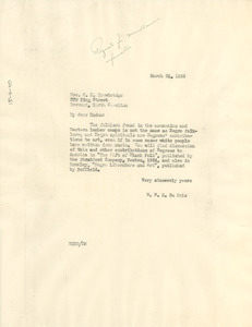 Letter from W. E. B. Du Bois to Mrs. C. H. Trowbridge