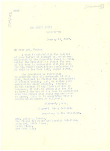 Letter from Secretary to the President to Addie W. Hunton