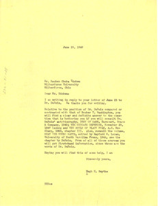 Letter from Hugh H. Smythe to Reuben Udokuri
