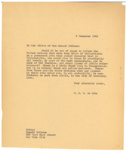 Letter from W. E. B. Du Bois to New York Herald Tribune