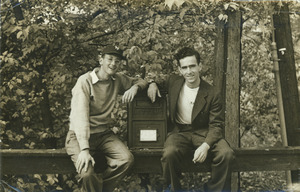 John Hicks and Robert Fitzpatrick with mailbox