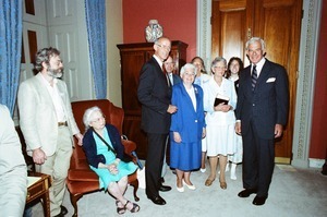 Congressman John W. Olver, Tom Foley, and others, after Olver's swearing-in as U.S. Representative for the 1st District, Massachusetts