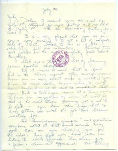 Letter from Joseph Langland to Judith G. Wood Langland