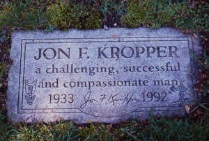 Mount Auburn Cemetery (Cambridge, Mass.) gravestone: Kropper, Jon Kropper (1933-1992)